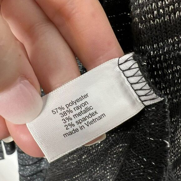 Lane Bryant Black Metallic Silver Stripe Cardigan & Tank 2 Piece Set 22/24 - Picture 4 of 6